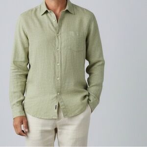 UNTUCKit Ashton 100% Linen Shirt Button Up sage green Long Sleeve Shirt coastal